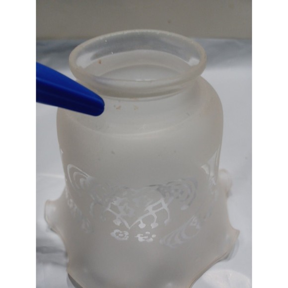 Replacement Vintage Glass Lamp Shade with Furled Top Edge & Frosted 2" Opening - Picture 12 of 15